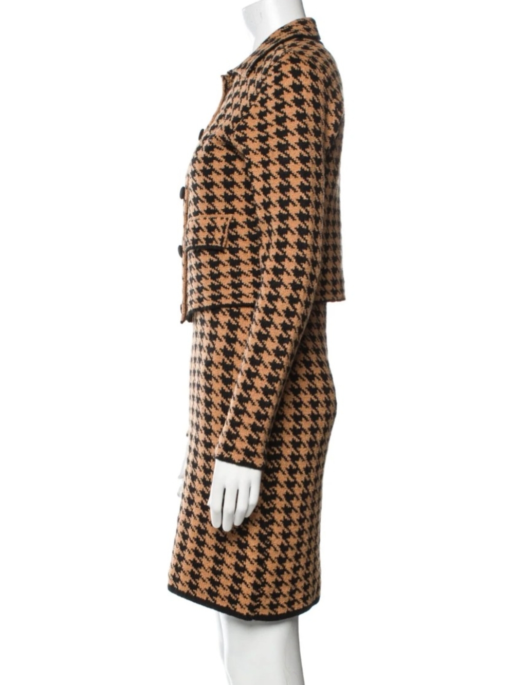 House of Harlow 1960 Black and Camel Houndstooth Knit - Picture 3 of 9